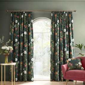 Zöld bársony függöny szett 2 db-os 168x183 cm Arcadia Floral – RHS