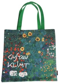 Textil bevásárlótáska 38x40cm, polyester, Klimt:Kert napraforgókkal