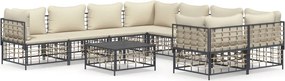 vidaXL 9 részes antracitszürke polyrattan kerti ülőgarnitúra párnákkal