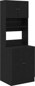 vidaXL Konyhai vitrin polcokkal 2 pcs Fekete tölgy 60 x 50 x 180 cm
