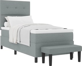 vidaXL Boxrugós ágy matracmal Világosszürke 90 x 190 cm szövet