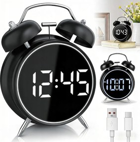 Óra Led Ébresztőóra Digitális Retro, Riasztás, Éjszakai mód, Fekete