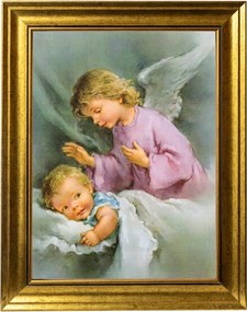 Őrangyal Szakrális Kép Arany Díszített Keretben 30X40