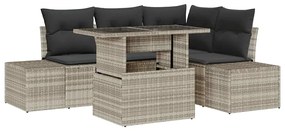 vidaXL Kerti Kanapé Szett párnával 5 pcs Világosszürke polirattan