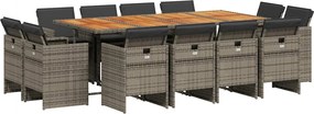 vidaXL 13 részes szürke polyrattan kerti ülőgarnitúra párnákkal