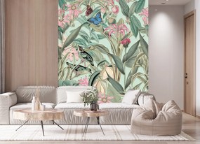 Gario Fotótapéta Rózsaszín virágok a zöld levelek hátterében - Andrea Haase Anyag: Vlies, Méret: 150 x 210 cm