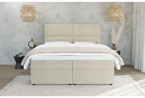 Bézs ágyneműtartós boxspring ágy 140x200 cm Rico – Ropez