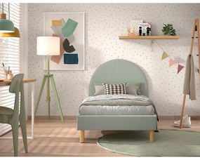 Zöld kárpitozott egyszemélyes ágy ágyráccsal 90x200 cm MOON – Vipack