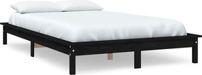 vidaXL fekete tömör fenyőfa ágykeret 120 x 200 cm