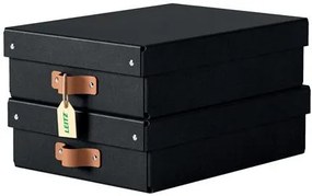 Tárolódoboz, M méret, alacsony, LEITZ Puro, fekete (E61480095)