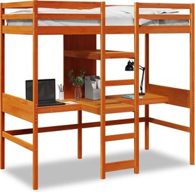 vidaXL viaszbarna tömör fenyő galériaágy-keret matrac nélkül 90x190cm
