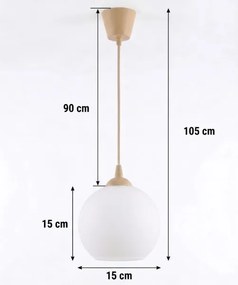 Brilagi - RETRO GLASS LED kábeles függőlámpa 1xE27/60W/230V, átmérő 15 cm, bézs/fehér