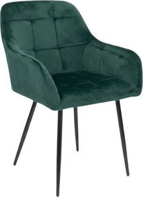 Sötétzöld LOREN VELVET étkezőszék fekete lábakkal