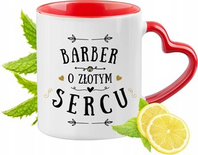 Piros bögre szív alakú füllel Barbernek Ajándék