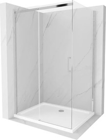 Mexen Omega 120 x 70 cm-es tolóajtós zuhanykabin, átlátszó, króm + Flat zuhanytálca - 825-120-070-01-00-4010