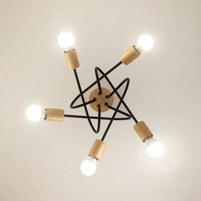 Felületre szerelhető csillár OXFORD 5xE27/15W/230V fenyő/fekete