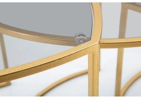 Aranyszínű kerek dohányzóasztal szett üveg asztallappal, 3 db-os ø 60 cm Triangle – Mauro Ferretti