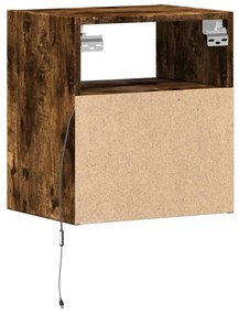 füstös tölgy színű fali TV-szekrény LED-ekkel 41x31x45 cm