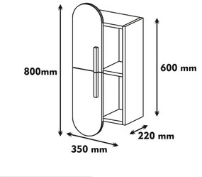 ROSE fali szekrény 80x35 cm, fehér/barna