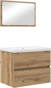 vidaXL Fürdőszoba bútor szett fiókkal 3 pcs Artisan tölgy Faanyag