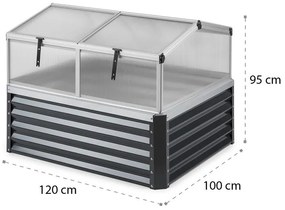 High Grow Advanced, magaságyás tetővel, 120 x 95 x 100 cm, 540 l, acél, antracit