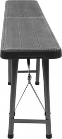 2 db fekete összecsukható HDPE kerti pad 180 cm