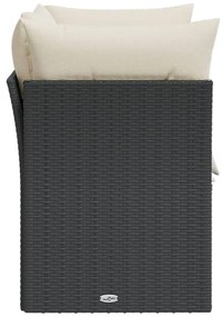 2 személyes fekete polyrattan kerti kanapé párnával