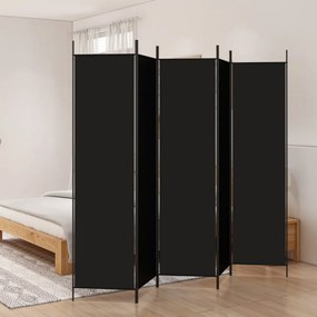 5 paneles fekete szövet térelválasztó 250x200 cm