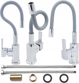Konyhai Mosogató Csaptelep Pultra Szerelhető Csaptelep Hajlékony Szürke Flex Kifolyócső