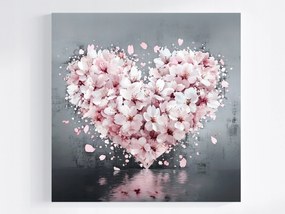 Vászonkép Canvas Akvarell Kompozíció Szív Cseresznye Virágok 80x80