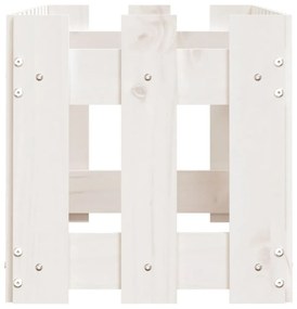 fehér tömör fenyőfa kerti magaságyás kerítéssel 100x30x30 cm