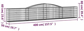 vidaXL 3 db íves horganyzott vas gabion kosár 400x50x60/80 cm