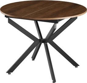 Kihúzható étkezőasztal, sötét tölgy/fekete, 100x100-140x75 cm, ABERO TYP 1