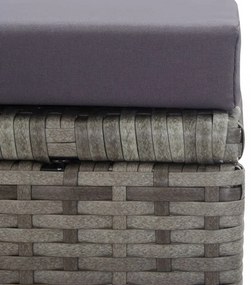 13 részes antracitszürke polyrattan és akácfa étkezőszett