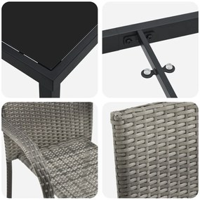 5 részes Kerti Étkezőszett – Szürke Poli Rattan