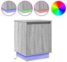 Éjjeli szekrény LED világítással 2 db Szürke Sonoma 39x34,5x50 cm