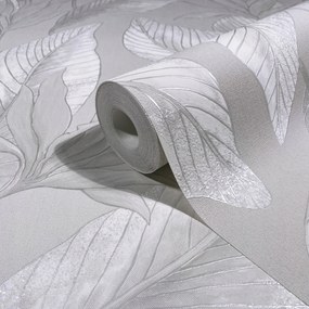 Szürke levél tapéta nagy ezüst kivitel mosható szoba tapéta