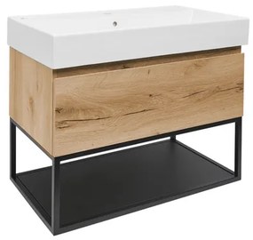 SAT B-Way Fürdőszobaszekrény mosdóval 79x30x45 cm tölgy BWAY80OAKFU2