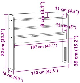 fehér tömör fenyőfa fejtámla polcokkal 100 cm