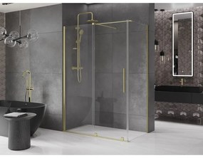 Mexen Velar, zuhanykabin tolóajtóval 160 (ajtó) x 85 (fal) cm, 8mm átlátszó üveg, arany matt, 871-160-085-01-55