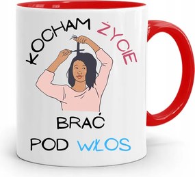 Piros Fodrász Bögre Szeretek Haj Alá Venni, fényképes nyomattal