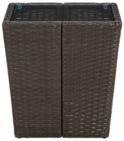 barna polyrattan és edzett üveg dohányzóasztal 41,5x41,5x44 cm