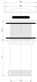 OMNIRES A716BR - CLICK-CLACK mosdóleeresztő 6,6 cm, szálcsiszolt bronz