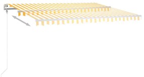 sárga-fehér szélérzékelős és LED-es napellenző 450 x 300 cm
