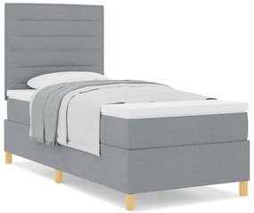 Boxspring ágy matraccal Világosszürke 90x200 cm Szövet