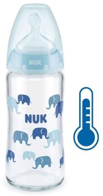 Üveg cumisüveg széles nyakkal NUK FC hőmérséklet-jelzővel 240 ml kék