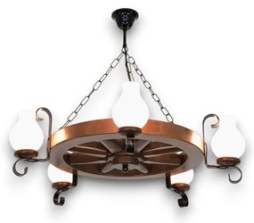 Brilagi - Csillár láncon ROATA 5xE14/40W/230V bükkfa/dió