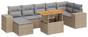 vidaXL 8 részes bézs polyrattan kerti ülőgarnitúra párnával