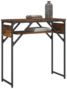 füstös tölgy színű szerelt fa tálalóasztal polccal 75x30x75 cm