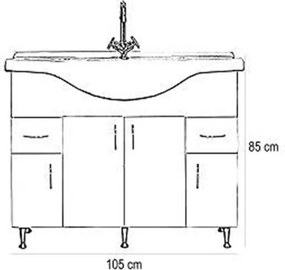 &amp;nbsp;Bianca Plus 105 alsó szekrény mosdóval, aida dió színben